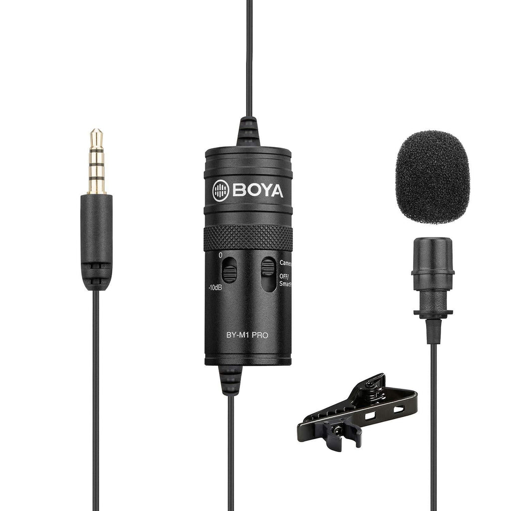 [AUSTRALIA] - Monitoring Lavalier Microphone, BOYA by-M1 Pro Omnidirectional Condenser Microphone Compatible with iPhone Android Smartphone DSLR Camera Camcorder Audio Recorder YouTube(20ft Cable) 