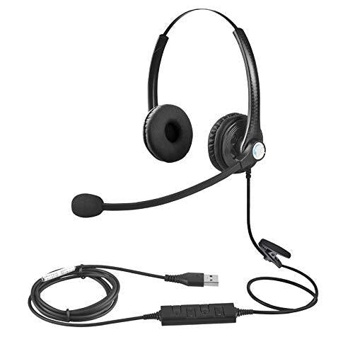 [AUSTRALIA] - USB Headset with Microphone Double Sided for Business Skype Work from Home Call Center Office Video Conference Computer Laptop PC VOIP Softphone Telephone Noise Cancellating Headset Headphone 