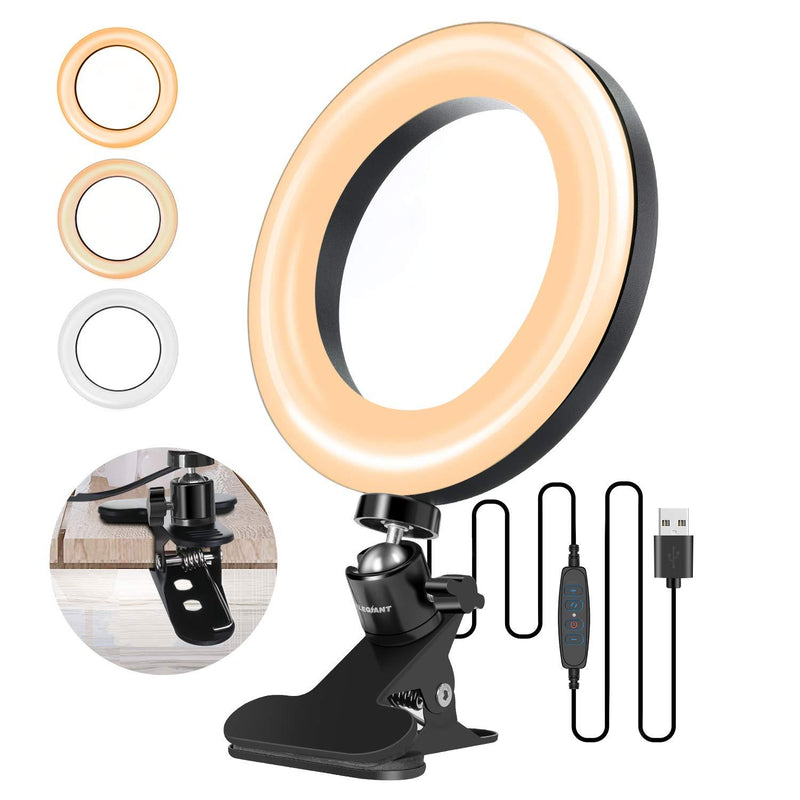 Video Conference Lighting, ELEGIANT 6.3" Ring Light for Monitor Clip On, for Remote Working, Distance Learning,Zoom Call Lighting, Live Steam & Broadcast, Computer & Laptop Video Conferencing Warm