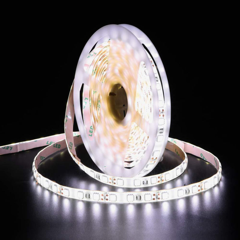 Quntis LED Strip Light, 16.4ft Waterproof Flexible Light Strip 300LEDs SMD5050, 12V LED Light Strip with Power Supply for Home Kitchen Under Cabinet Bedroom Mirror Stairs Hallways, UL Listed, White