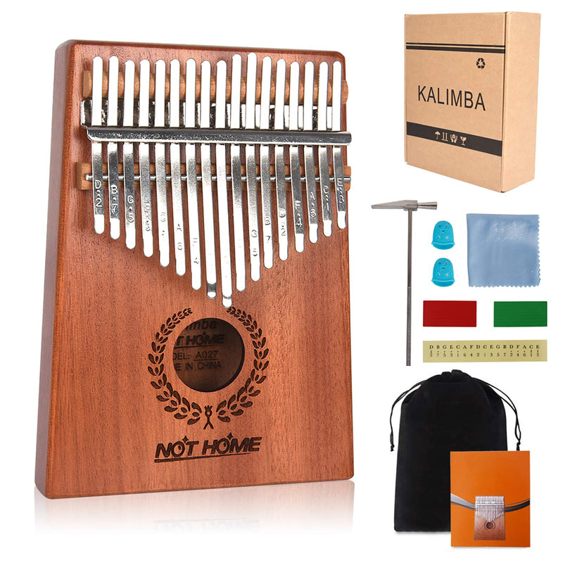 Kalimba Thumb Piano 17 Keys, Portable Mbira Wood Finger Piano with Tune Hammer and Study Instruction, Musical Instrument Gifts for Kids Adult Beginners. burlywood