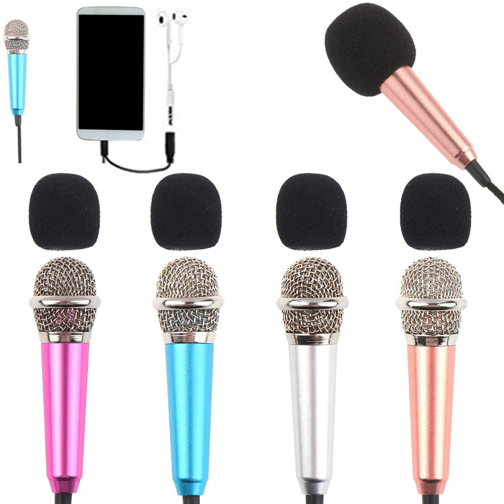 4Pcs Mini Microphone with Omnidirectional Stereo Mic for Voice Recording, Portable Microphone Chatting and Singing on Apple Phone, Android