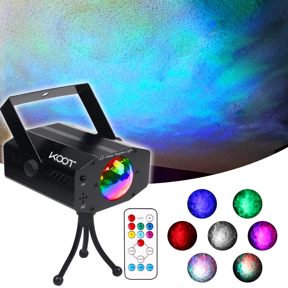 [AUSTRALIA] - KOOT Water Wave Christmas Lights Projector, RGBW 7 Color Stage Party Lights, Water Effect Strobe Ripples Lighting with Remote for Wedding Home Karaoke Disco Halloween Kids Room 