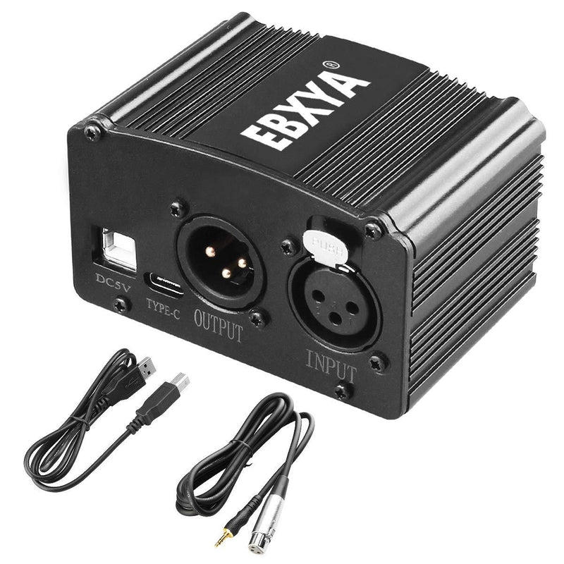 [AUSTRALIA] - EBXYA 48V Phantom Power Supply with XLR Female to 3.5mm Cable for Condenser Microphone Music Recording Equipment 1 channel 48V phantom power 