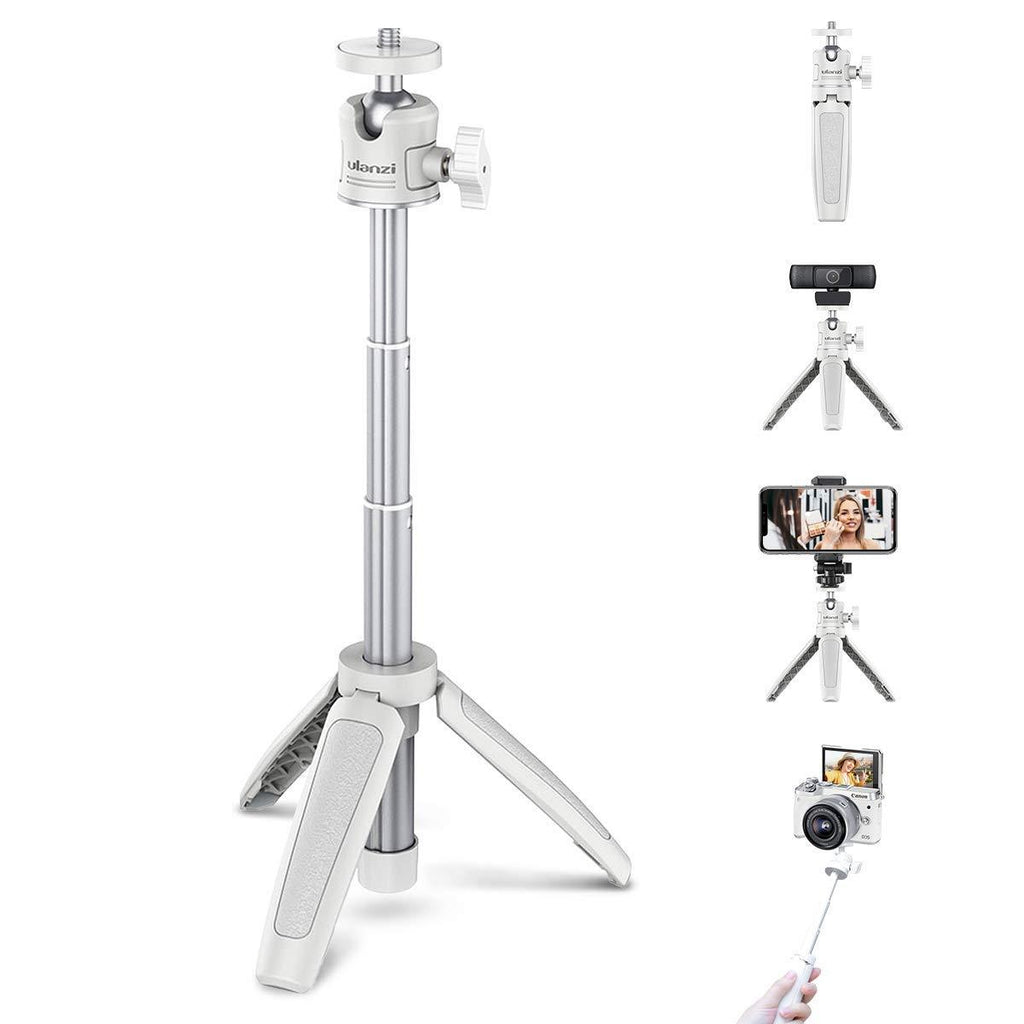 Mini Portable Camera Tripod for iPhone/Samsung/Google Smartphone Clamp/Action Cam/Webcam, Lightweight White Handle Travel Tripod, 1/4" Vlogging Table Tripod Stand Video Shooting Photography Accessory 1/4 White
