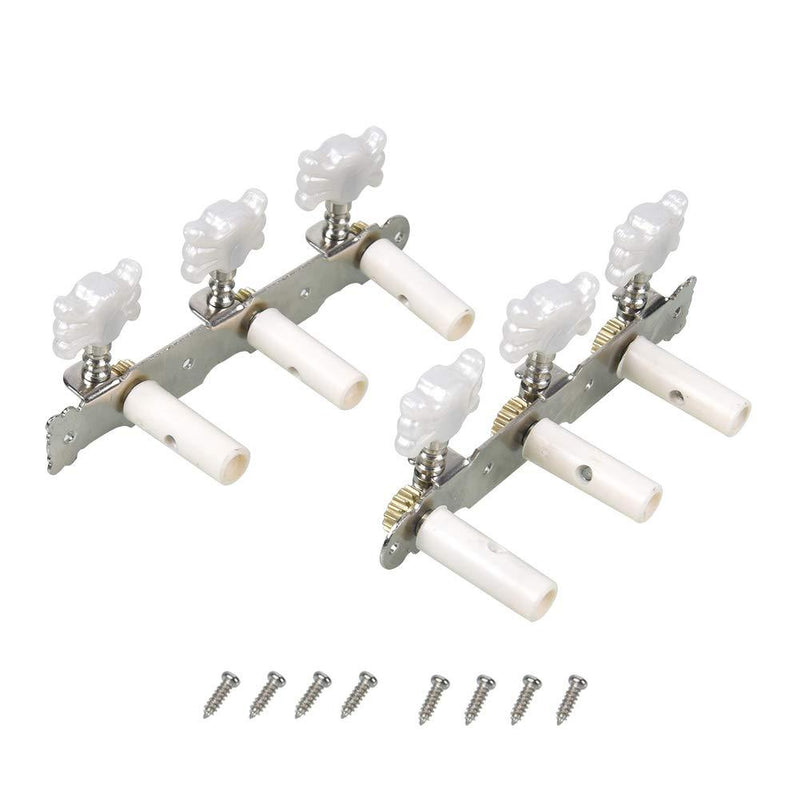 FINO Guitar Machine Head,6 String Tuning Pegs for 3L3R Classical Guitar, Right Hand Chrome Tuner Guitar Parts 1 Set (White) White