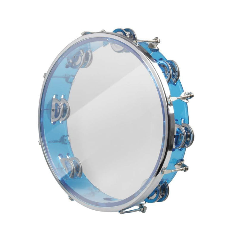 ENNBOM Tambourine Adjustable Tone Hand Drum Double Row Metal Jingles Hand Bell Performance Level Handheld Percussion (Blue) Blue