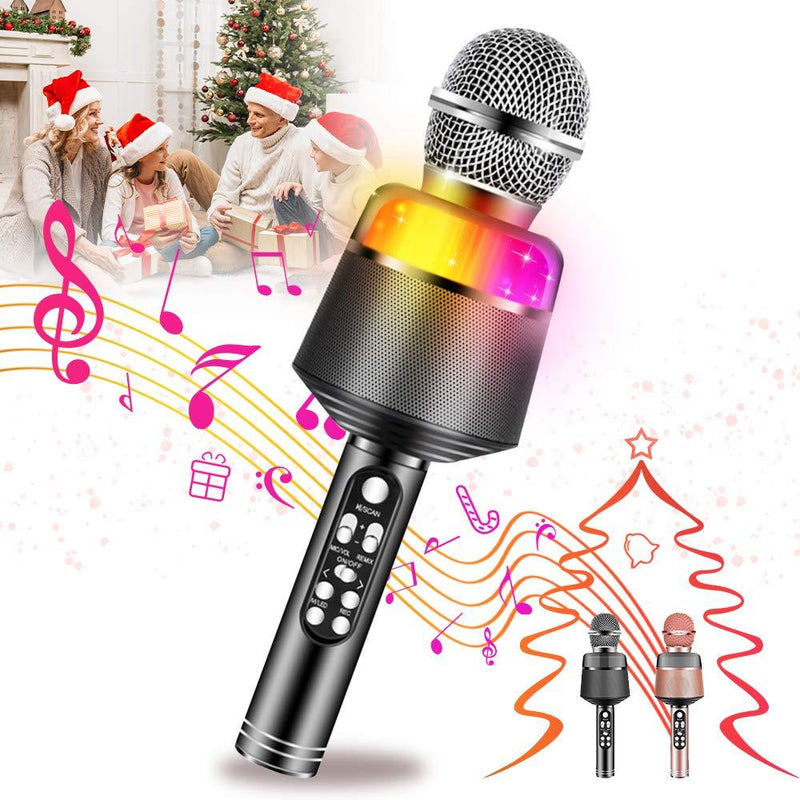 [AUSTRALIA] - Mixi Karaoke Microphone for Kids, Wireless Bluetooth Karaoke Portable Mic Speaker Player Recorder for KTV Birthday Party for 7 8 9 10 Year Old Boys Girls Toys Black 