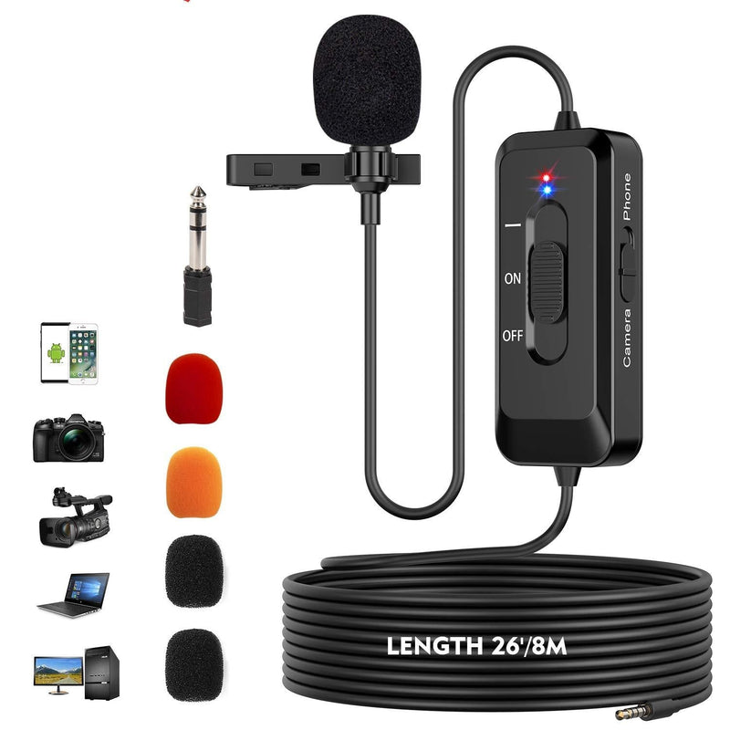 [AUSTRALIA] - Professional Lavalier Lapel Microphone with Noise Cancelling for Interviews, Recording, Meetings, YouTube, Live Streaming, Omnidirectional Condenser Clip on Lapel Mic for Smartphones, Camera, PC 