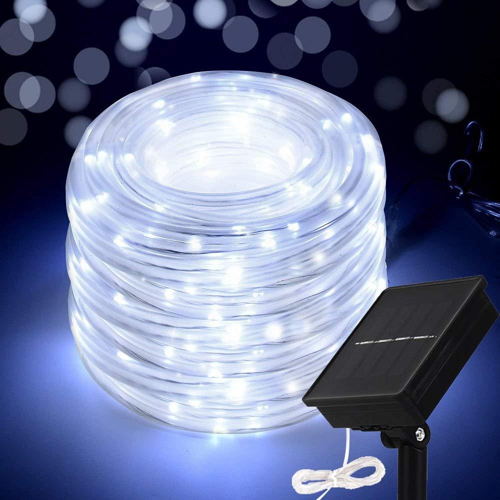 Honche Solar Rope Light 33FT 100L Outdoor String Light Waterproof Garden Yard Home Decoration(Cool White 33FT 100L) Cool White 33ft 100l