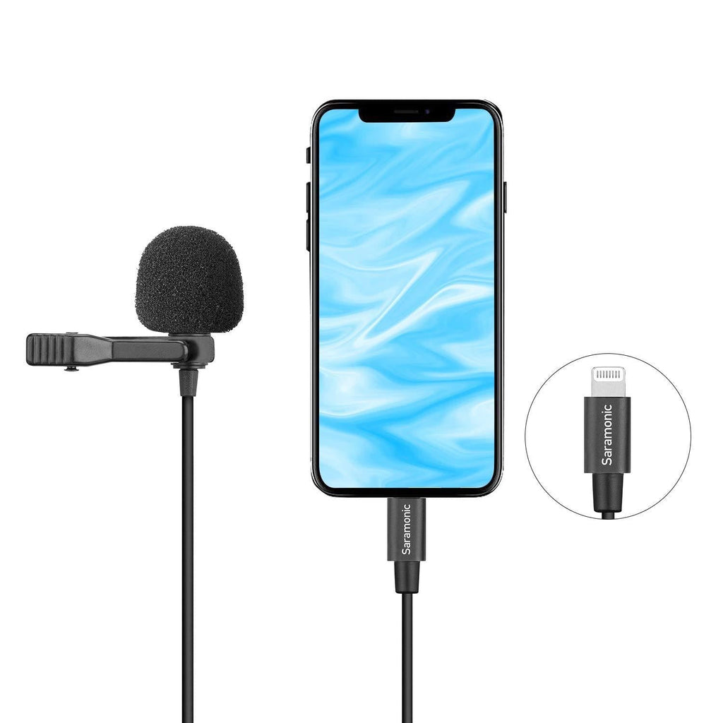 [AUSTRALIA] - Lavalier Lightning Microphone, Saramonic LavMicro U1A Universal Lapel Mic with Detachable Lightning Plug Adapter Compatible with iPhone 11 10 X 8 7 MAC iPad YouTube Video Facebook Live (2M) 