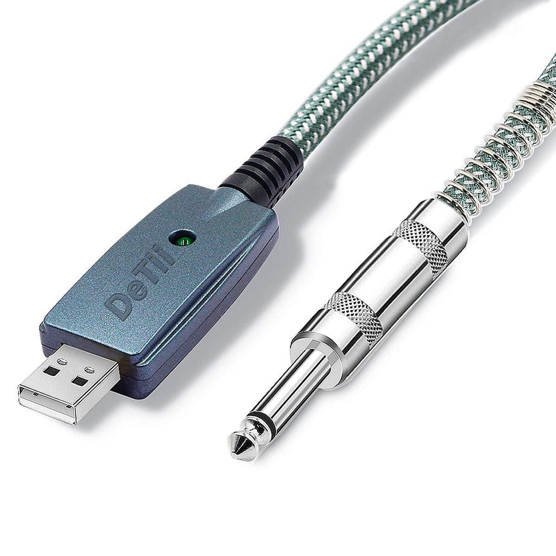 [AUSTRALIA] - 10FT USB Guitar Cable Guitar Cord USB Male to 6.35mm 1/4 Inch TS Mono Jack Connector Cord Compatible Windows and MacOS Guitar Base to PC USB Recording Connection Cable Adapter (Green White) Green white 
