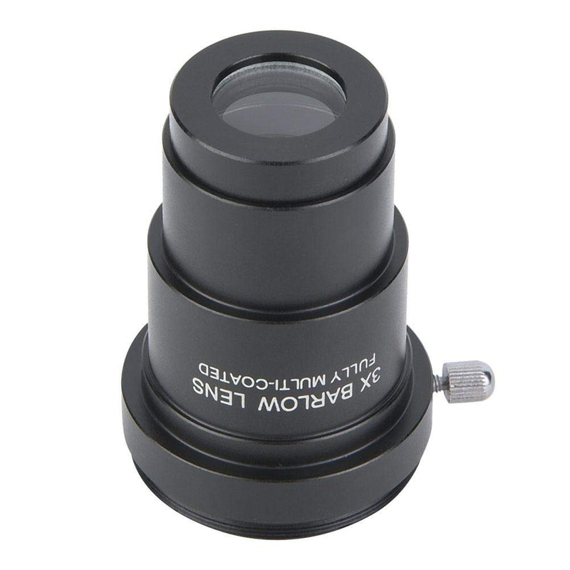 1.25 inches 3X Barlow Lens Fully Black Multi Coated with M42x0.75mm Thread for Standard Telescope Eyepiece Astronomy Accessory
