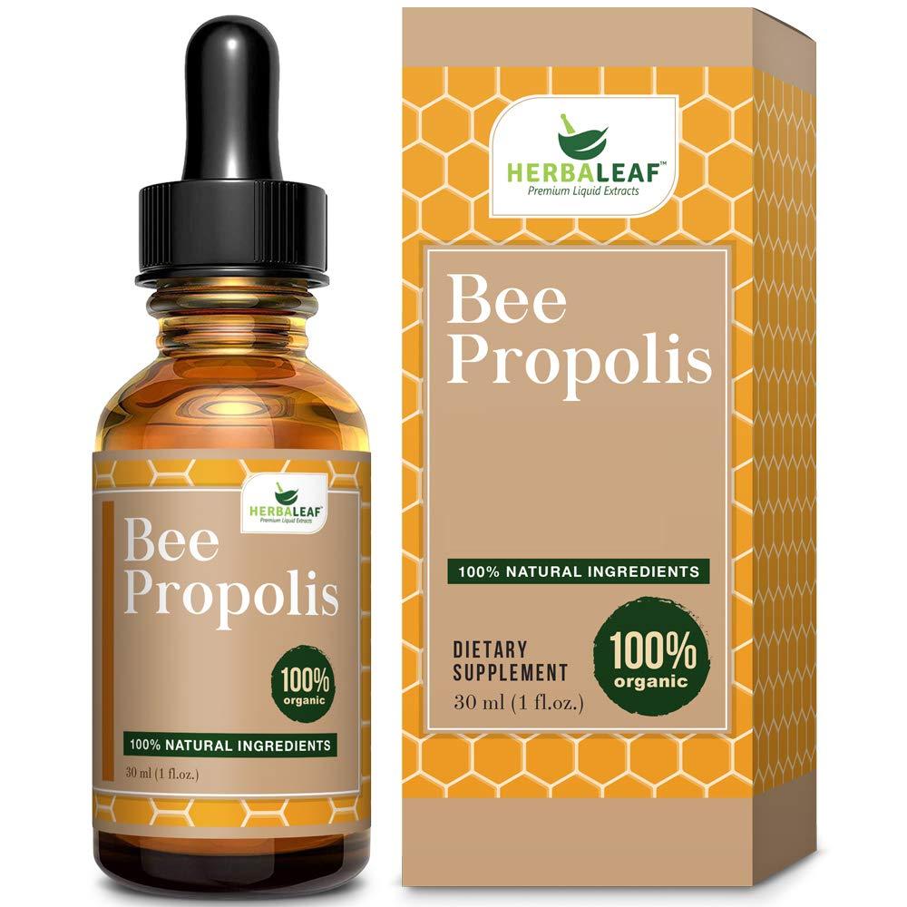 HerbaLeaf Pure Bee Propolis Extract for Immune Support & Sore Throat Relief. (1 Fl Oz)