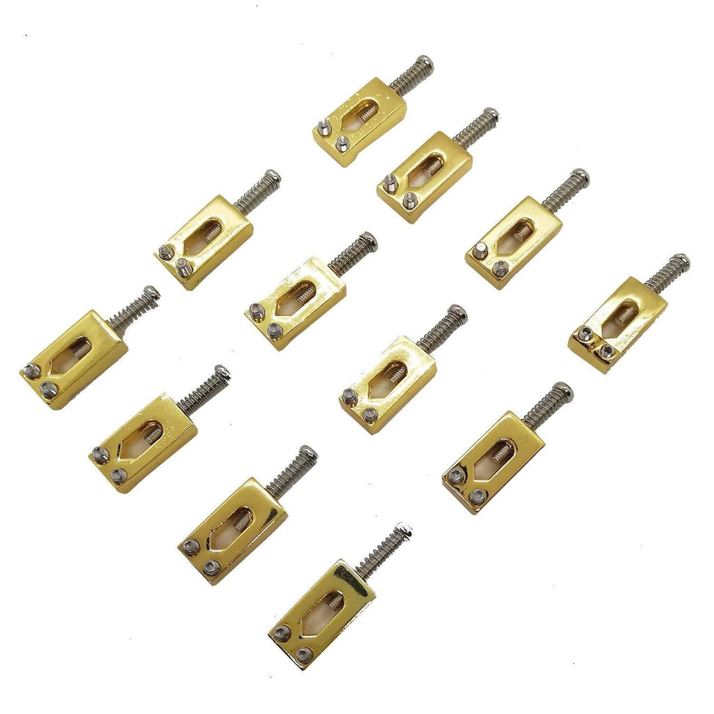 12 Pieces Rectangle Tremolo Guitar Bridge Roller Saddles for Fender Strat Stratocaster Tele Telecaster Electric Guitar Replacement Accessories (Gold) Gold