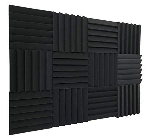 [AUSTRALIA] - Acoustic Foam Panels 2" X 12" X 12" Acoustic Foam Panels, Studio Wedge Tiles, Sound Panels wedges Soundproof Sound Insulation Absorbing (12 Pack, Black) 12 Pack 