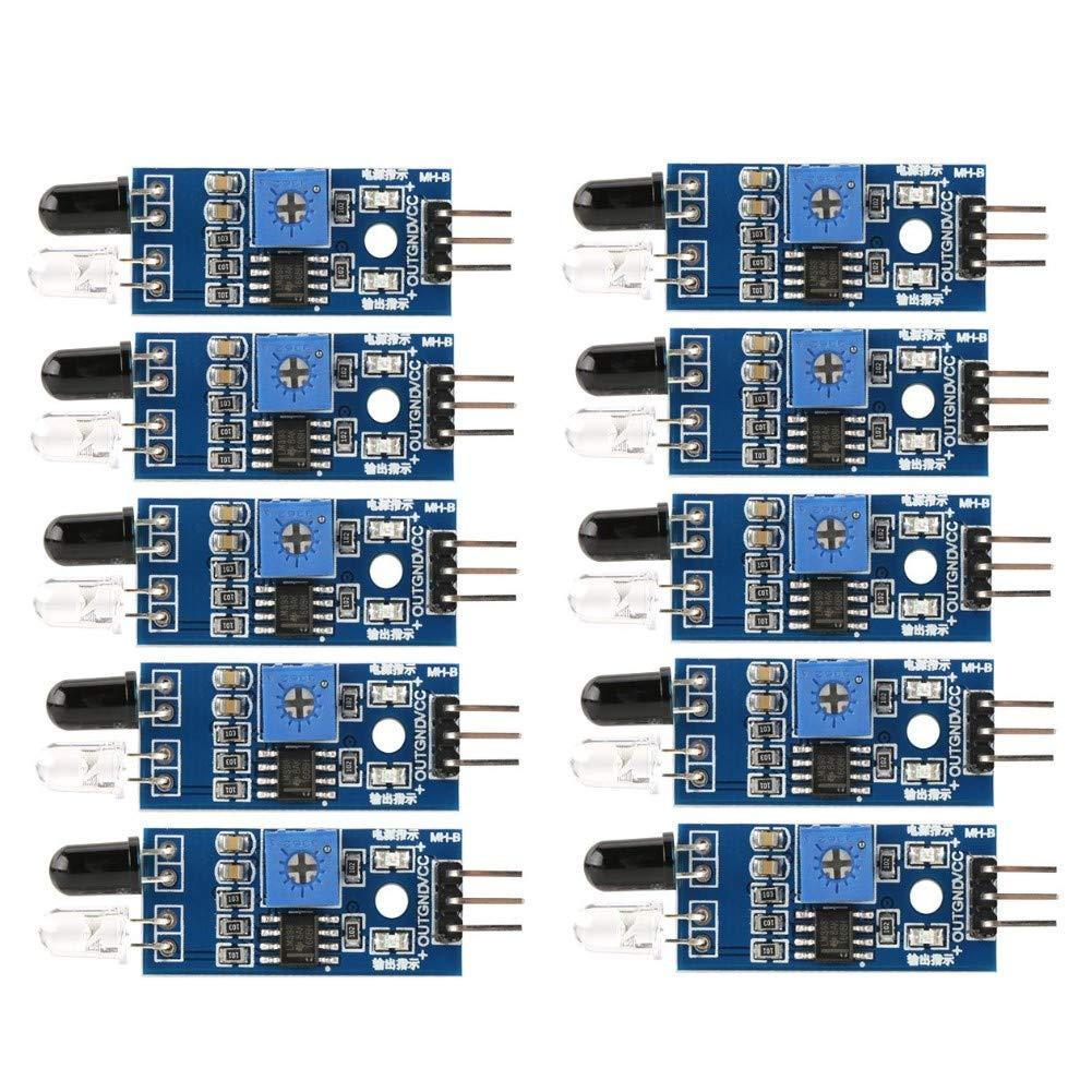 CenryKay 10PCS IR Infrared Obstacle Avoidance Sensor Module Reflective Photoelectric Sensor Module Compatible with Arduino Smart Car Robot DIY Kit
