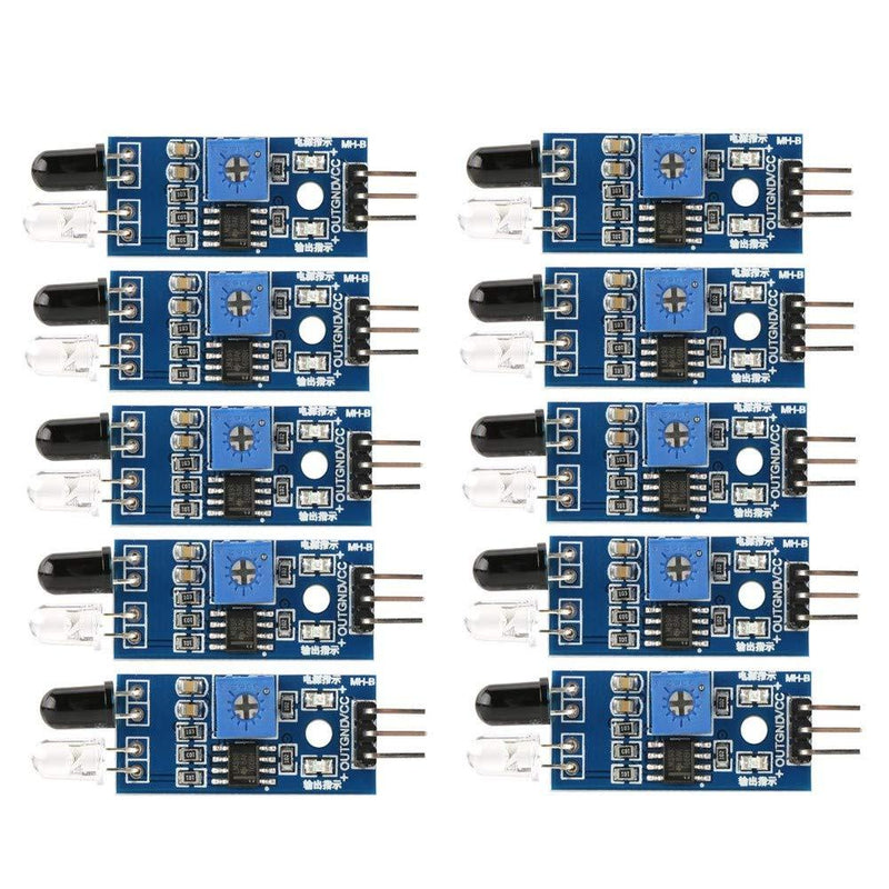 CenryKay 10PCS IR Infrared Obstacle Avoidance Sensor Module Reflective Photoelectric Sensor Module Compatible with Arduino Smart Car Robot DIY Kit