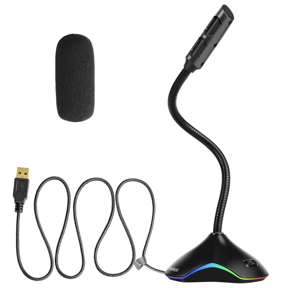 [AUSTRALIA] - Computer Microphone, ARISEN Desktop Gooseneck Microphone, Mute Button with Breathing RGB Light, USB Microphone for Windows and Mac Ideal for Gaming Streaming YouTube Podcast 