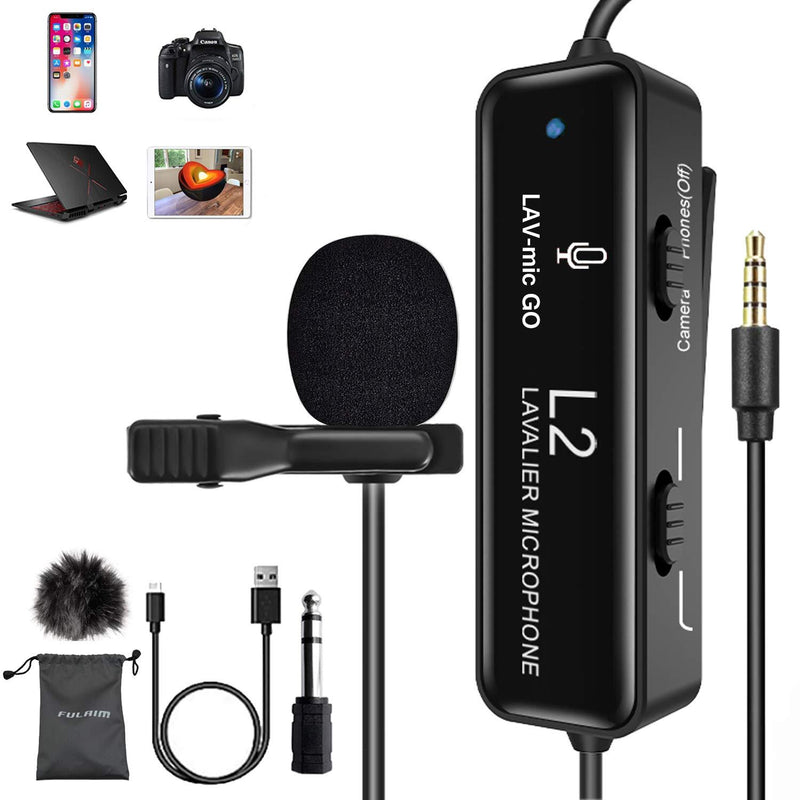[AUSTRALIA] - FULAIM Lavalier Microphone with Noise Reduction for iPhone, Camera, PC, Android, Camcorder, Professional Omnidirectional Condenser Lapel Mic with USB Charging for Video, YouTube, Interview, Vlogging 