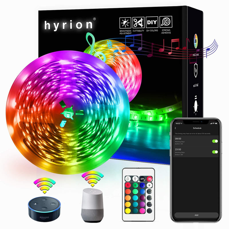 WiFi Smart Led Strip Lights 25ft, 1 Roll of 25ft Compatible with Alexa, hyrion RGB Led Light Strips, 16 Million Colors App Controlled Sync to Music Led Lights for Bedroom