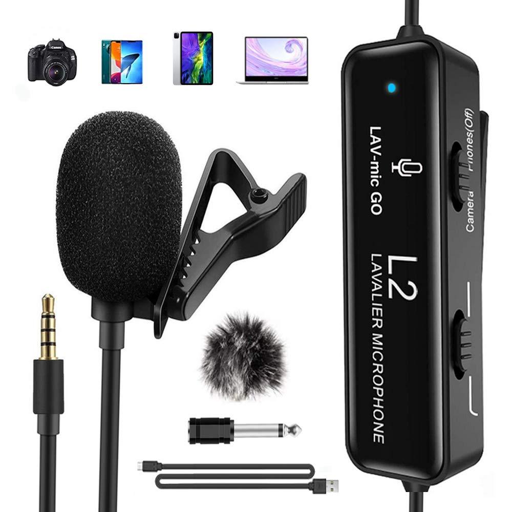 [AUSTRALIA] - Fulaim Lavalier Lapel Microphone for iPhone, Camera, PC, Android, 19.7ft Professional Omnidirectional Lavalier Microphone w/Noise Reduction for Video Recording YouTube Vlogging TikTok Interview 