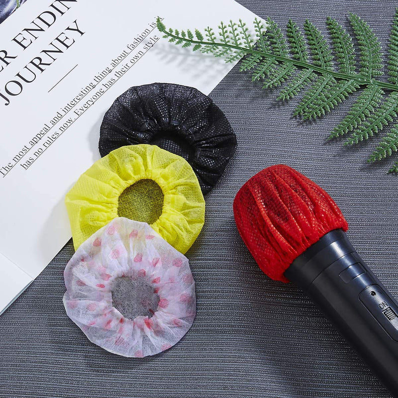 [AUSTRALIA] - Disposable Microphone Covers Non-Woven Mic Covers Handheld Microphone Windscreen Protective Caps for KTV (200 pcs Red+Yellow+Black+Red Pot) 200 pcs Red+Yellow+Black+Red Pot 