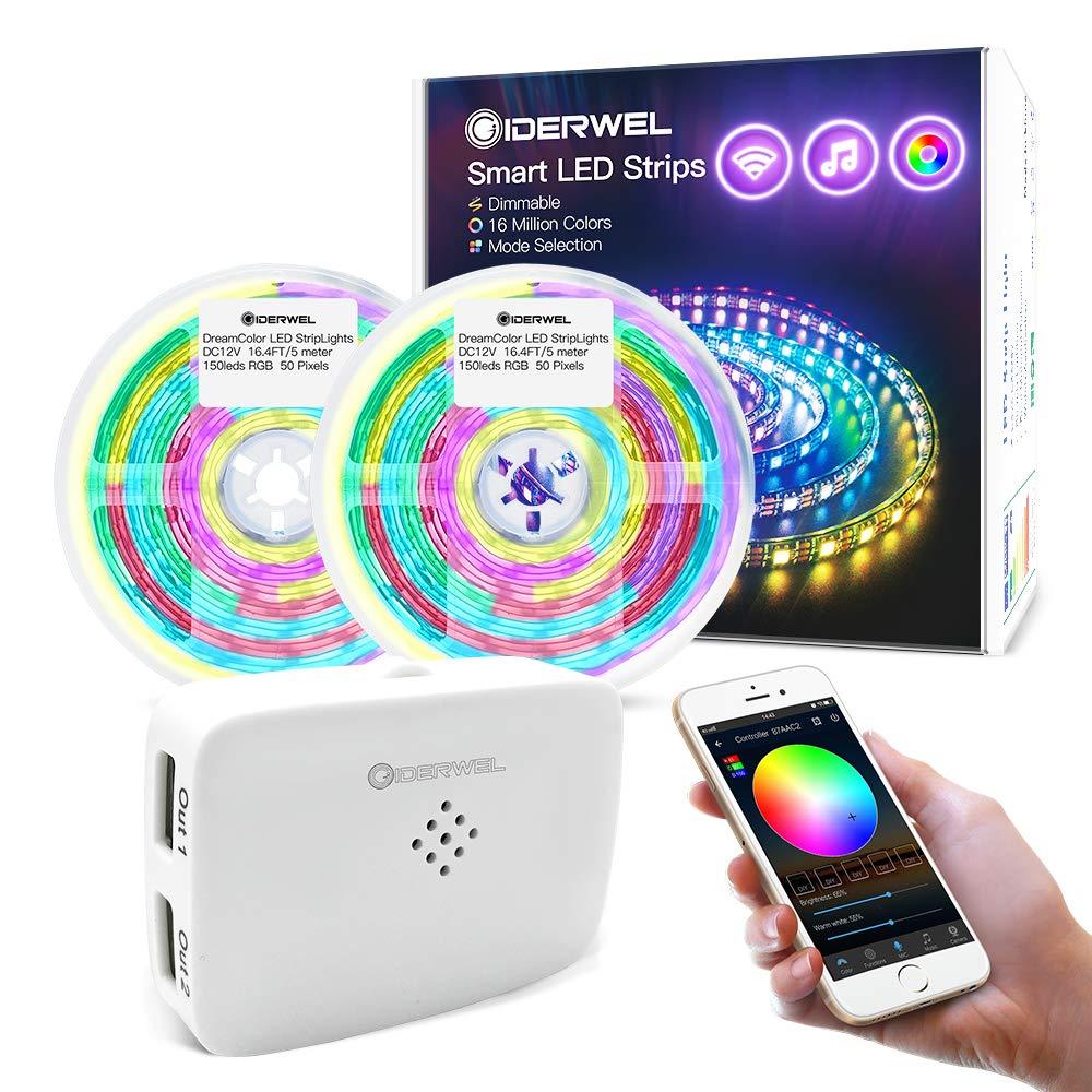 [AUSTRALIA] - GIDERWEL 32.8ft WiFi Smart Dreamcolor LED Strip Lights Kit Work with Alexa/Google Assistant,APP/Voice Controlled 300LEDs Dynamic Addressable RGB Strips Color Change,Music Activated Alexa LED Strip 