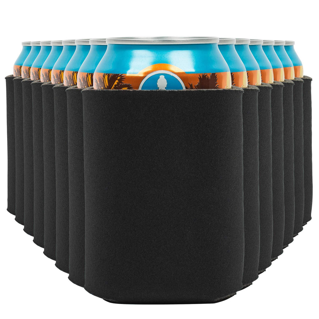 Blank Beer Can Coolers Sleeves (14-Pack) Soft Insulated Beer Can Cooler Sleeves - HTV Friendly Plain Black Can Sleeves for Soda, Beer & Water Bottles - Blanks for Vinyl Projects Wedding Favors & Gifts 14 Pack