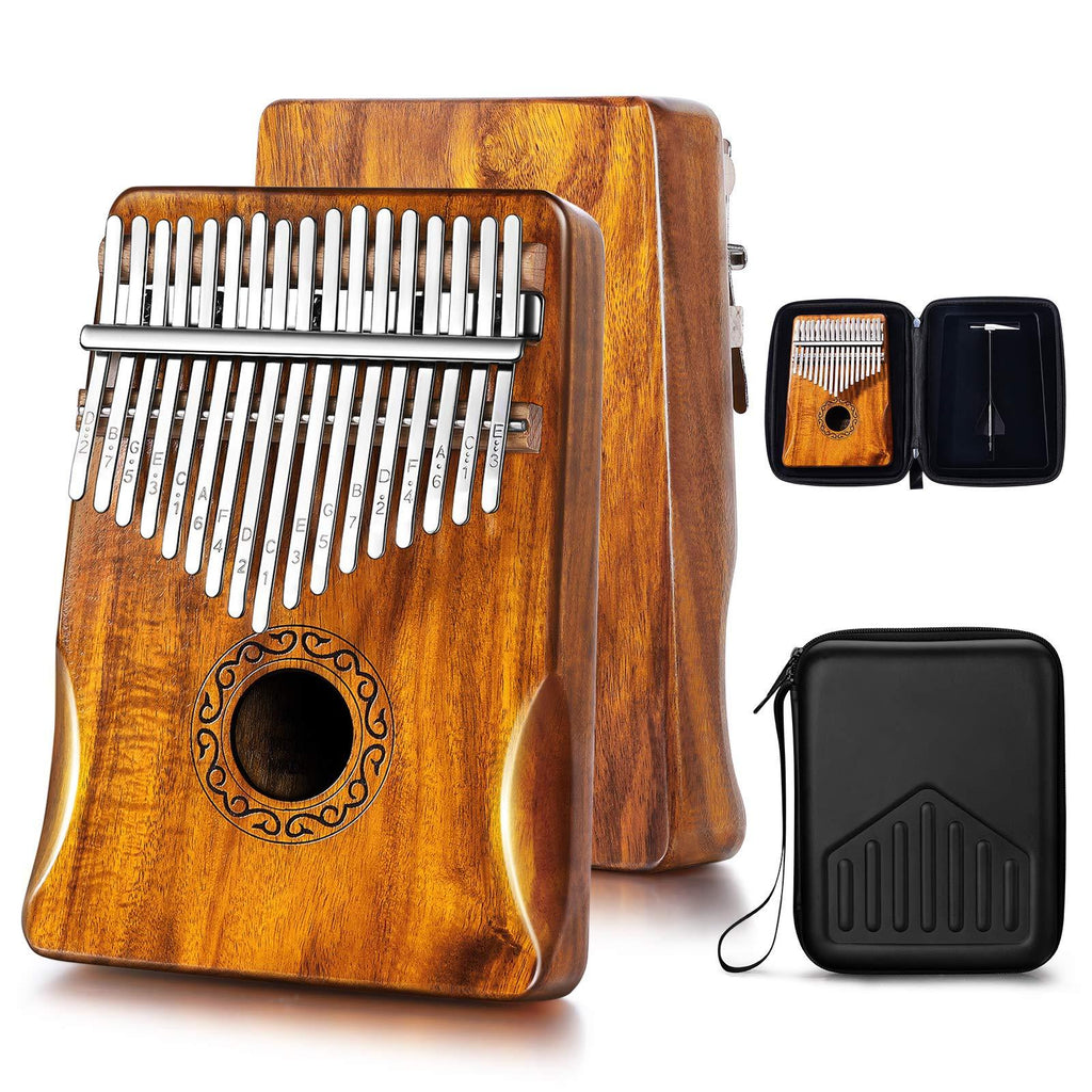 MIFOGE Kalimba Thumb Piano 17 Keys with Koa Acacia Wood,Mbira,Finger Piano Builts-in Waterproof Protective Box, Easy to Learn Portable Musical Instrument,Gift for Kids Adult Beginners (Koa)