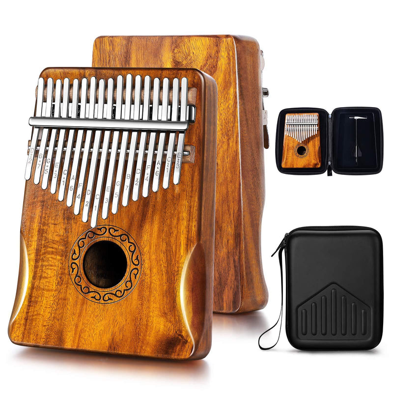 MIFOGE Kalimba Thumb Piano 17 Keys with Koa Acacia Wood,Mbira,Finger Piano Builts-in Waterproof Protective Box, Easy to Learn Portable Musical Instrument,Gift for Kids Adult Beginners (Koa)