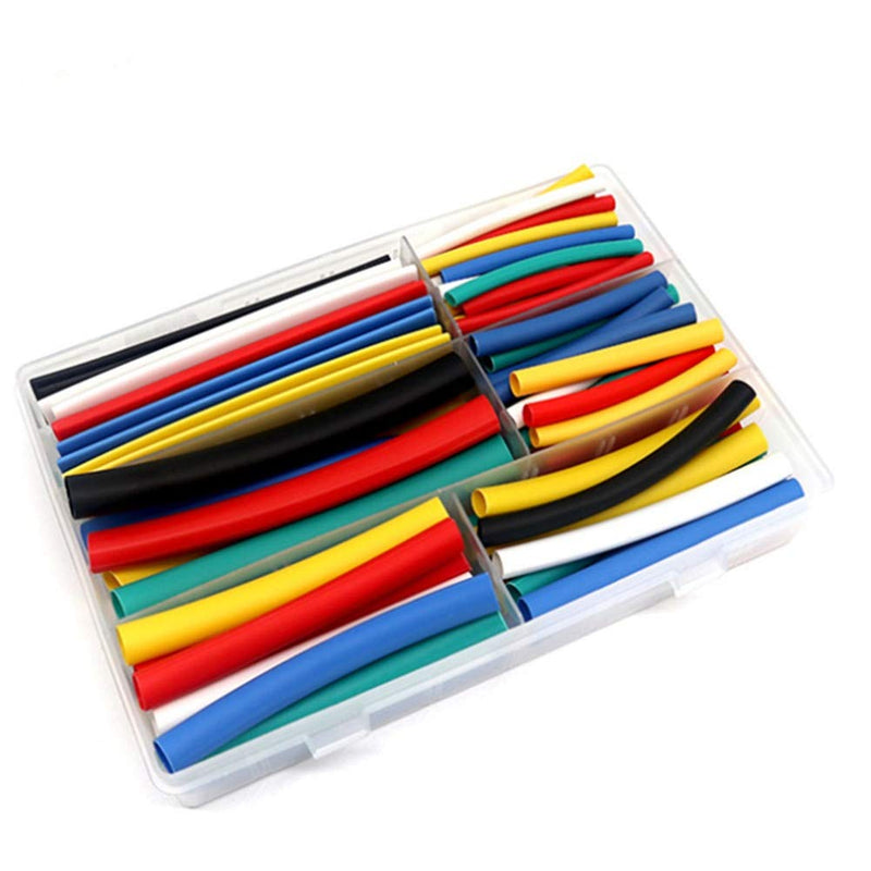 102PCS Heat Shrink Tubing Kit 3:1 Dual Wall Tube Adhesive Lined Marine Shrink Tubing Thin Adhesive Inside Liner for DIY with Box(6 Colors/6 Sizes)