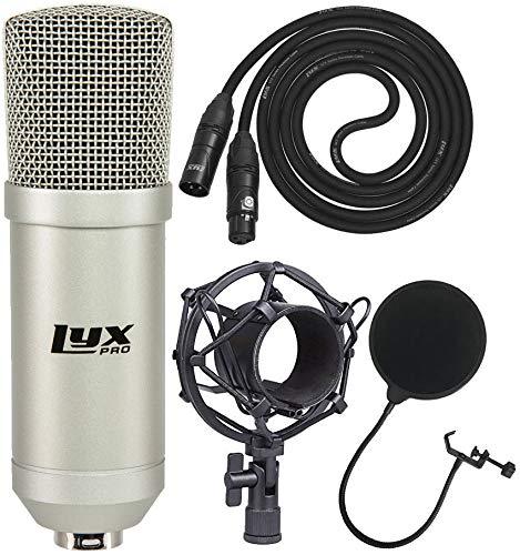 [AUSTRALIA] - LyxPro Condenser Microphone For Studio, Vocals, Instruments, Podcasting and Professional Recordings with Shockmount, XLR Cable, Pop Filter 