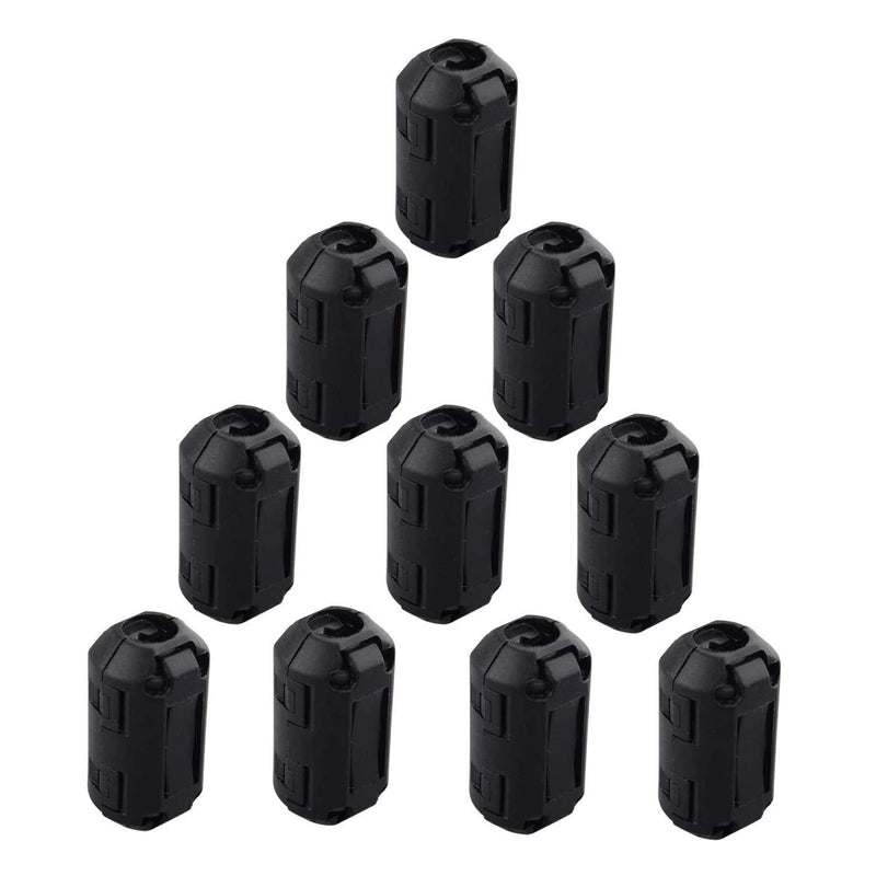 Futheda 10PCS Noise Filter Cable Ring, Snap on Ferrite Ring Core Anti-Interference Bead Choke Ring Cord RFI EMI Noise Suppressor High-Frequency Filter with 9mm Inner Diameter Ferrite Cable Clip Black