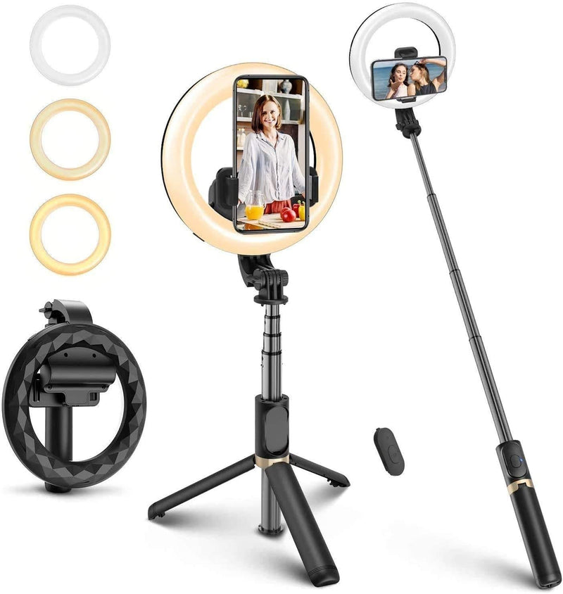 Selfie Ring Light with Tripod Stand, ELEGIANT 6.3" Dimmable LED Ring Light with Bluetooth Remote& Phone Holder, Adapter for YouTube Live Stream Photography Tiktok Compatible with iPhone Android
