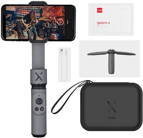 Zhiyun Smooth X Combo Kit with Mini Tripod and Pouch 2-Axis Smartphone Gimbal Stabilizer for iPhone Android Samsung, Selfie Stick, YouTube Vlog Video, Face Tracking, Bluetooth, Gesture & Zoom
