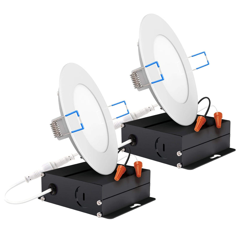 Sunco Lighting 2 Pack 4 Inch Slim LED Downlight with Junction Box, 10W=60W, 650 LM, Dimmable, 2700K Soft White, Recessed Jbox Fixture, Simple Retrofit Installation - ETL & Energy Star