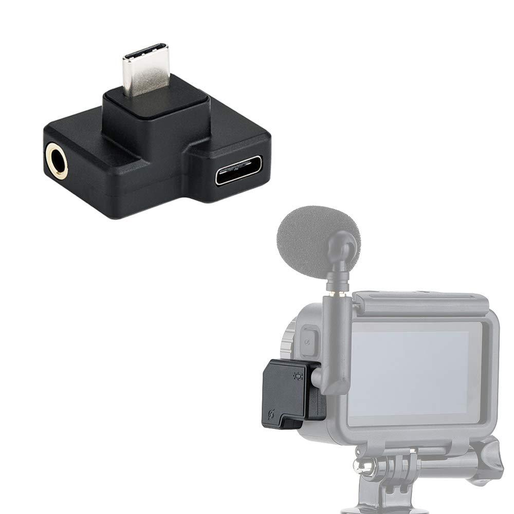 3.5mm Audio Mic & USB-C Adapter Accessories for DJI Osmo Action Camera with 3.5mm Microphones Jack & USB-C Connector