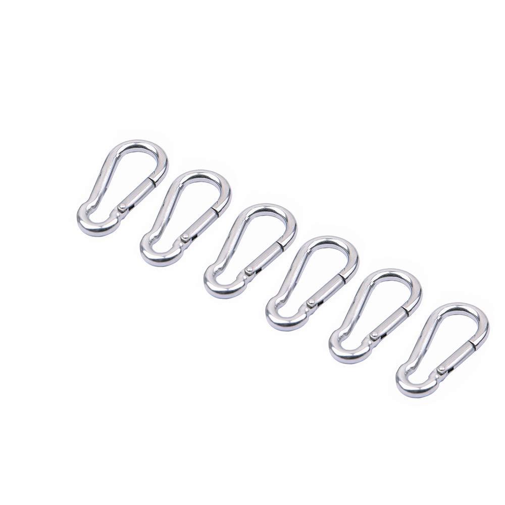 2inch Carabiner Clip 6 Pack,Spring Snap Hooks Small , Key Chain Snaps, Tightener M5