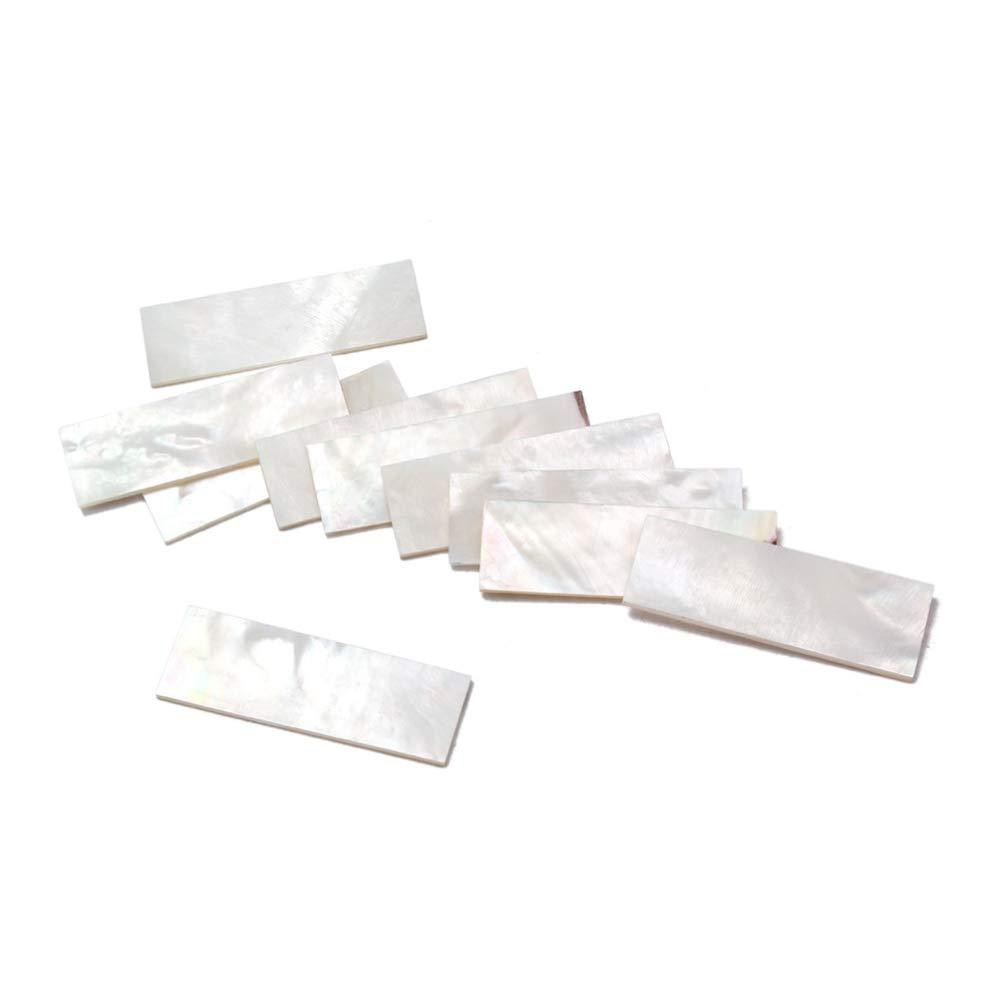 HEALLILY 10pcs White Shell Blanks Inlay Material Slab for Guitar Fingerboard Stickers Fretboard Decals Bass Parts Accessories 36x12x1mm