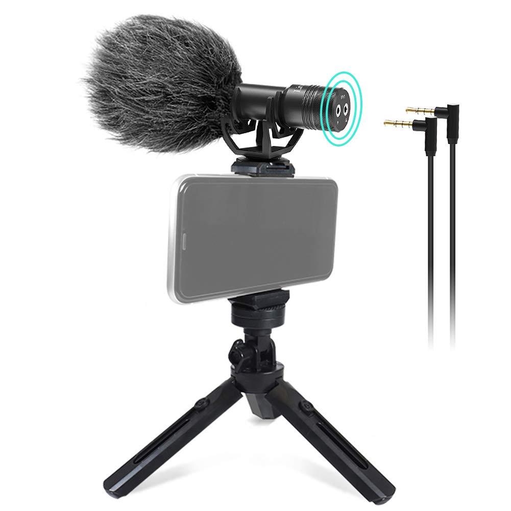 Camera Video Microphone with Monitoring Function Professional Smartphone Shotgun Mic for Smartphones,Canon,Nikon,Sony DSLR,Interview videomicro Perfect for Recording YouTube 3.5mm jack