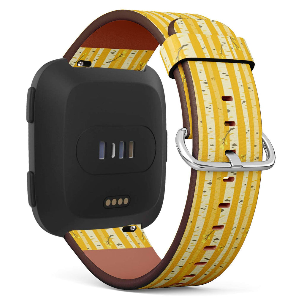Compatible with Fitbit Versa,Versa 2, Versa SE, Versa Lite - Replacement Leather Wristband Watch Band Strap Bracelet for Men and Women - Autumn Aspen Grove Tileable