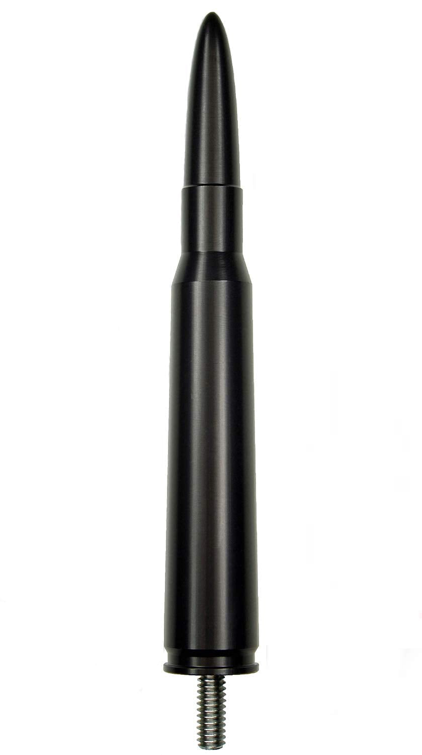 AntennaMastsRus - 50 Caliber Bullet Aluminum Antenna is Compatible with Ford F-150 (2009-2021) - USA Stainless Steel Threading 50 Cal Bullet Black