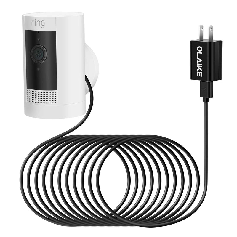 OLAIKE 5m/16ft Charge Cable with DC Power Adapter Compatible with Stick Up Cam Battery 3rd Gen/2nd Gen/Plug-in & Spotlight Cam Battery,Weatherproof Cable to Continuously Charge Your Camera,Black Black(16 ft/5 m)
