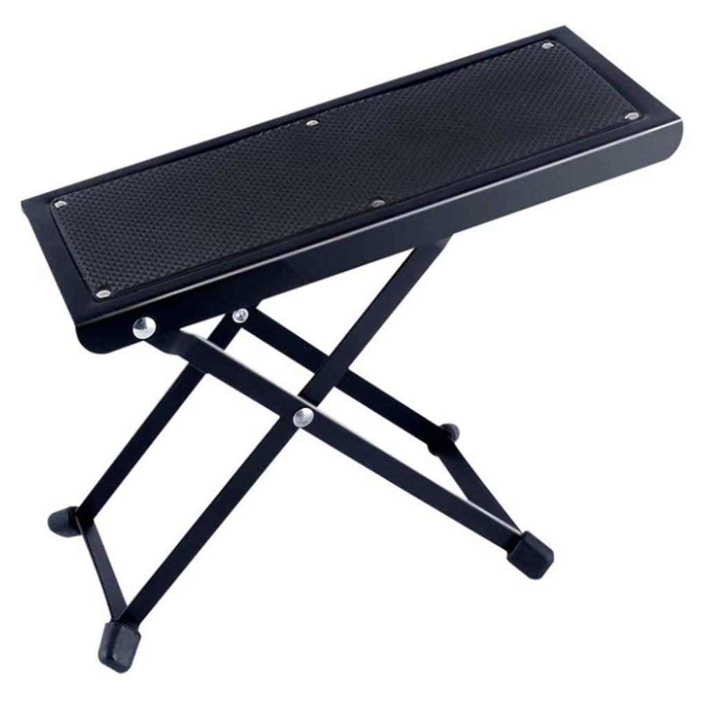 Guitar foot rest, height-adjustable guitar footstool/folding footstool, non-slip rubber rest, heavy steel legs, excellent stability, guitar foot pedals, foot pedals (black)