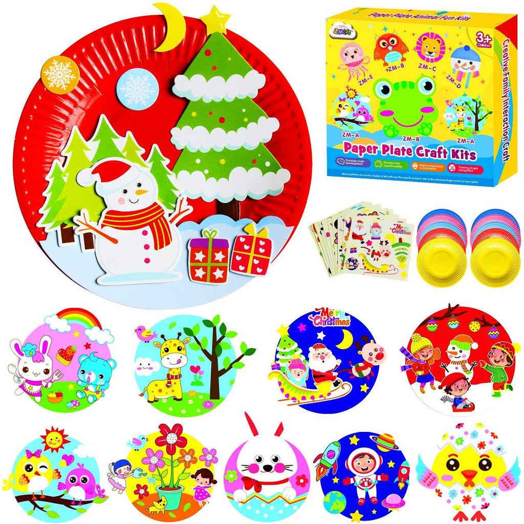 ZMLM Arts Crafts Gift Christmas Tree: Paper Plate Art Kit for Girl Boy Art Supply Project Toddler Fun Children Preschool Party Favor Bulk Activity Birthday Game Xmas Holiday Crafts Toys for Kids Giraffe