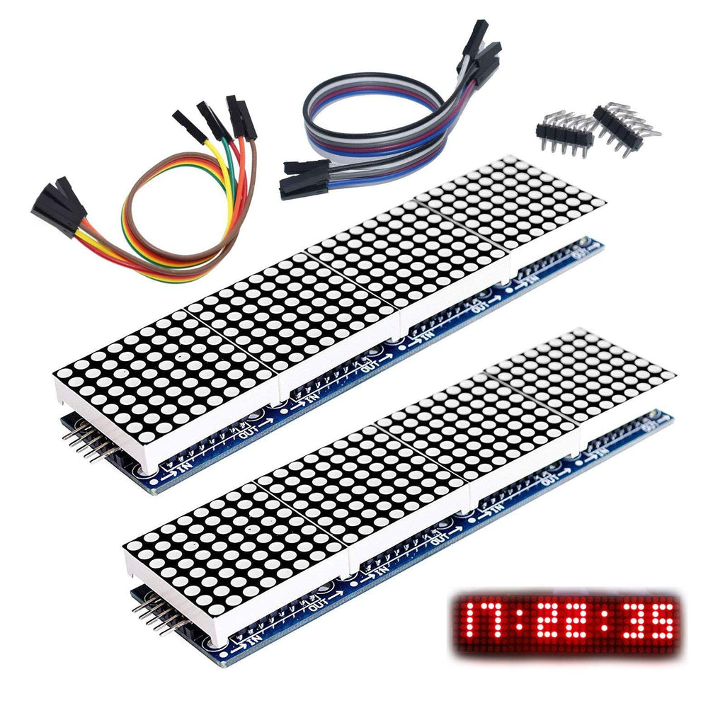 ALAMSCN MAX7219 Dot Matrix Module 32x8 4 in 1 LED Display Modules for Arduino Raspberry Pi Microcontroller with 5Pin Wires Red (Pack of 2)