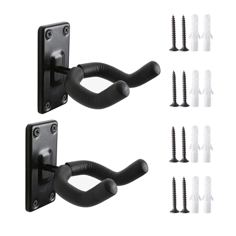 Guitar Wall Mount 2Pack,Guitar Hangers for Wall,Wall Guitar Mount Hooks Stand,Perfectly Display Musical Instruments for Retail Shop,Bedroom,Playroom,Bar,Rehearsal,2Sets Square & Black S MODEL HANGER