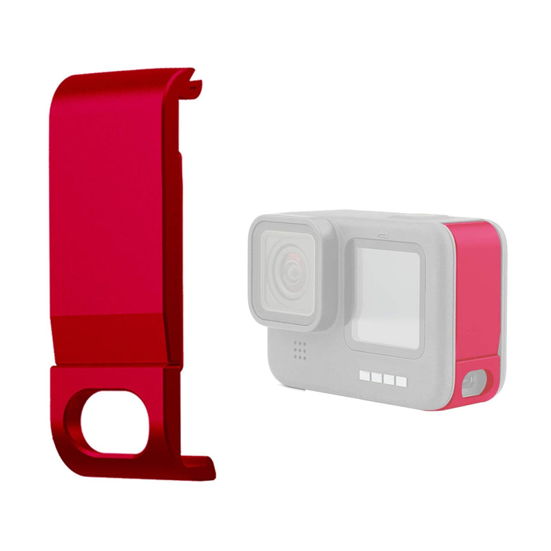 Replacement Side Door for GoPro HERO10/HERO9 Black Aluminum Alloy Removable Battery Cover Protective Type-C Charging Port Adapter Repair Part Camera Accessories (Red) Red