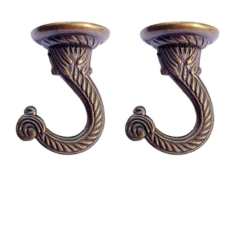 QMseller 2 Sets 55mm/2.17" Ceiling Metal Ceiling Hooks, Heavy Duty Swag Ceiling Hooks with Hardware for Hanging Plants/Chandeliers/Wind Chimes/Ornament ( Bronze Color)